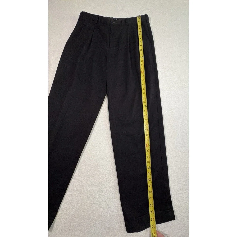IZOD American Chino Men’s Black Double Pleated Dress Pants 36x34 Cuffed Classic